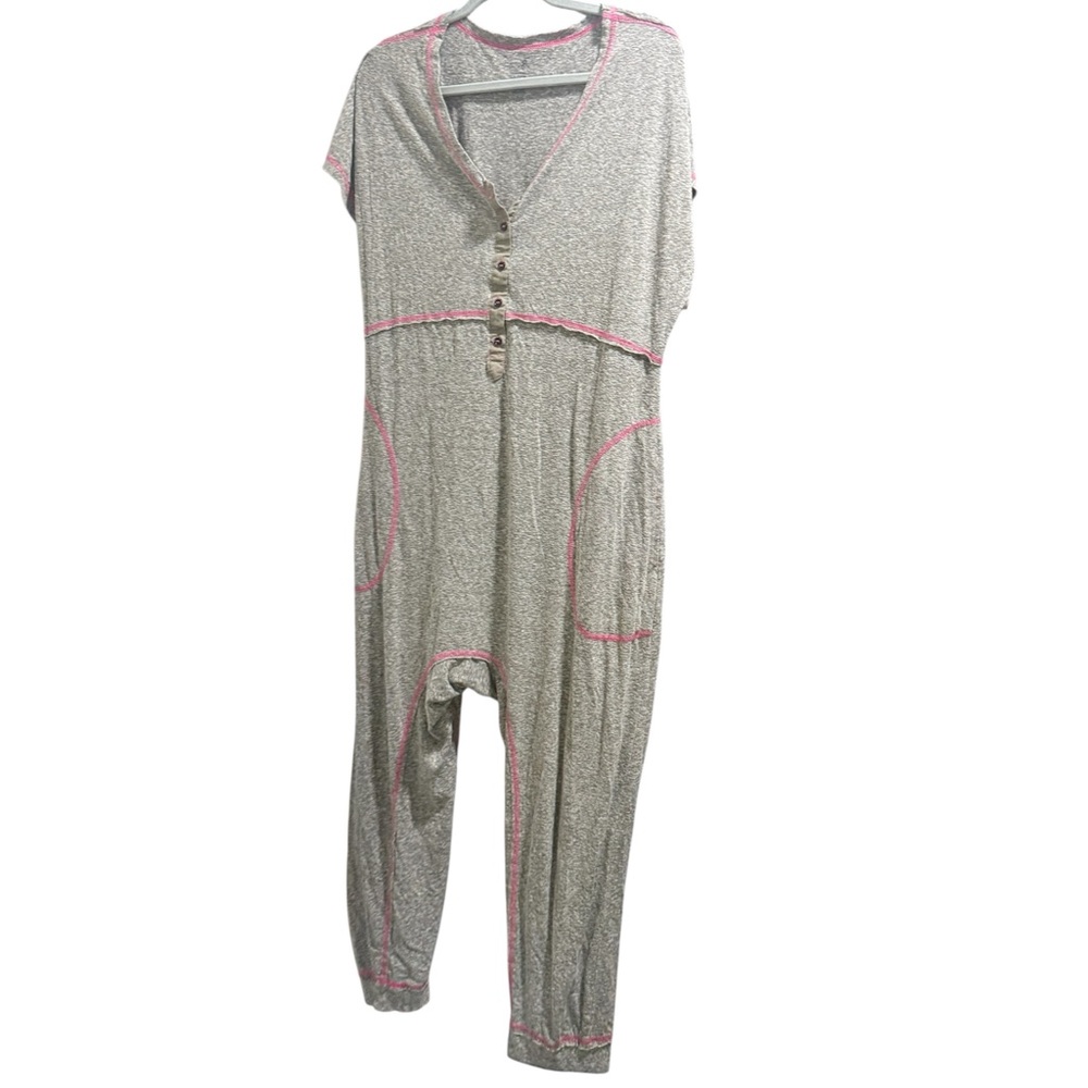 NATURAL LIFE Gray Jumpsuit with Pink Accents